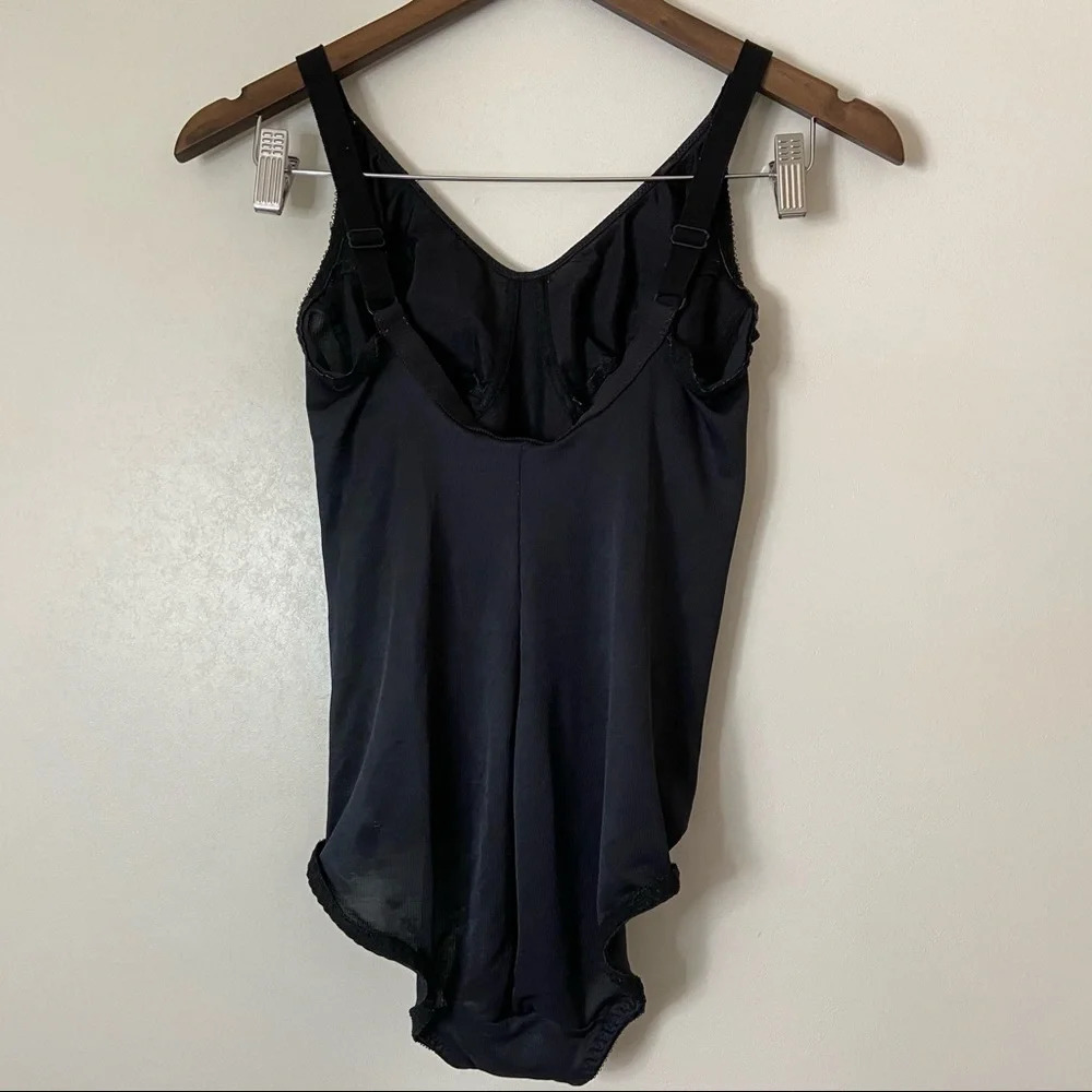 Honors Vintage Black Mesh Discrete Floral Soft Cup Bodysuit 36D Romantic - Picture 8 of 14